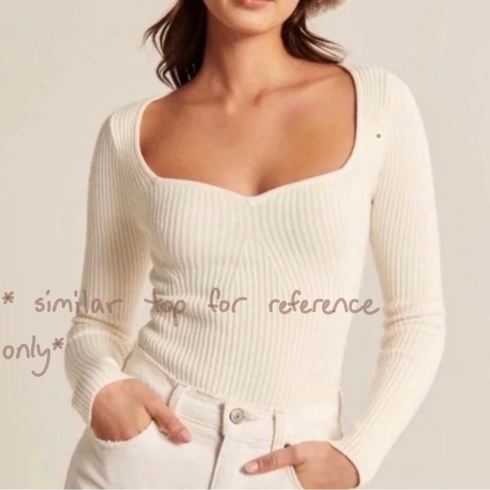 H&M Cream V-Neck Knit Sweater top